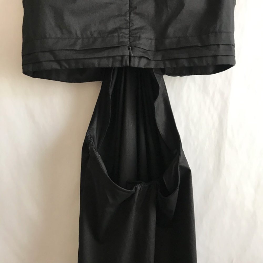 VICI Cut-Out Twist Knot V-Neck Black Maxi Dress M A-Line Tiered High Low Skirt - Picture 6 of 11